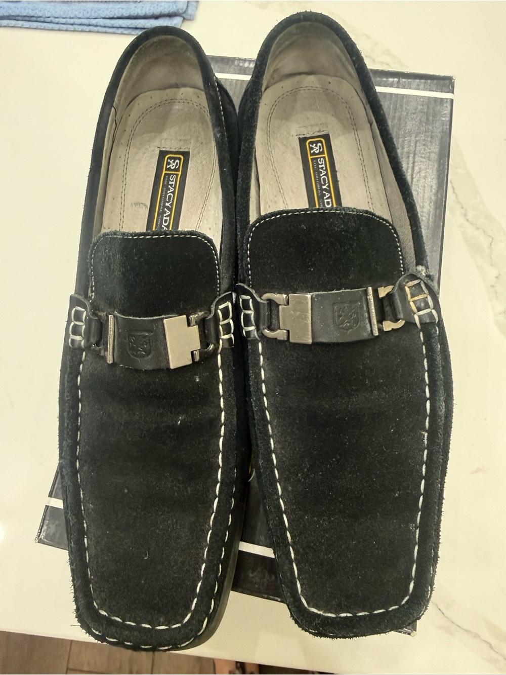 Stacy Adams Black Suede Bit-Detail Moccasin Loafers